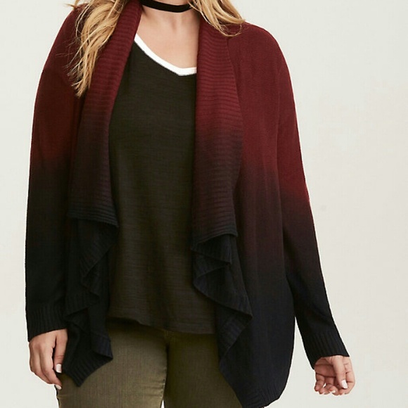 torrid Sweaters - Torrid DIP DYE DRAPE CARDIGAN